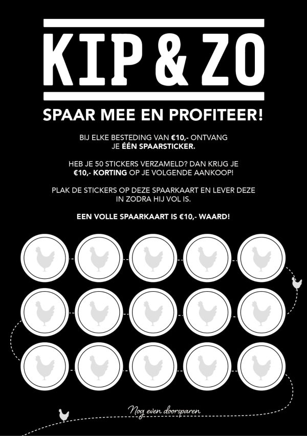 Kip & Zo spaarkaart: bij 50 stickers 10 euro korting